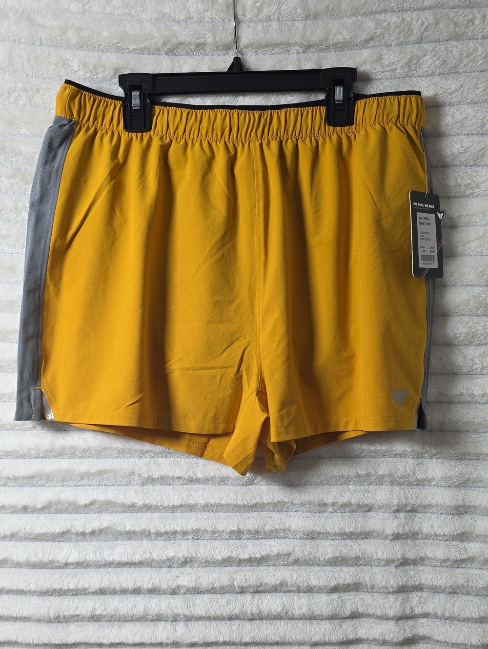 0533 Korsa Men's Athletic Yellow Running Shorts with Gray Side Panels
